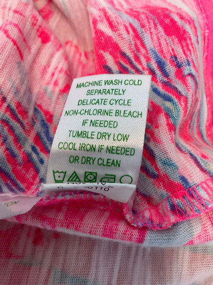 Lilly Pulitzer Marlowe Dress M Pink Blue Floral Henley Sleeveless T-Shirt Dress