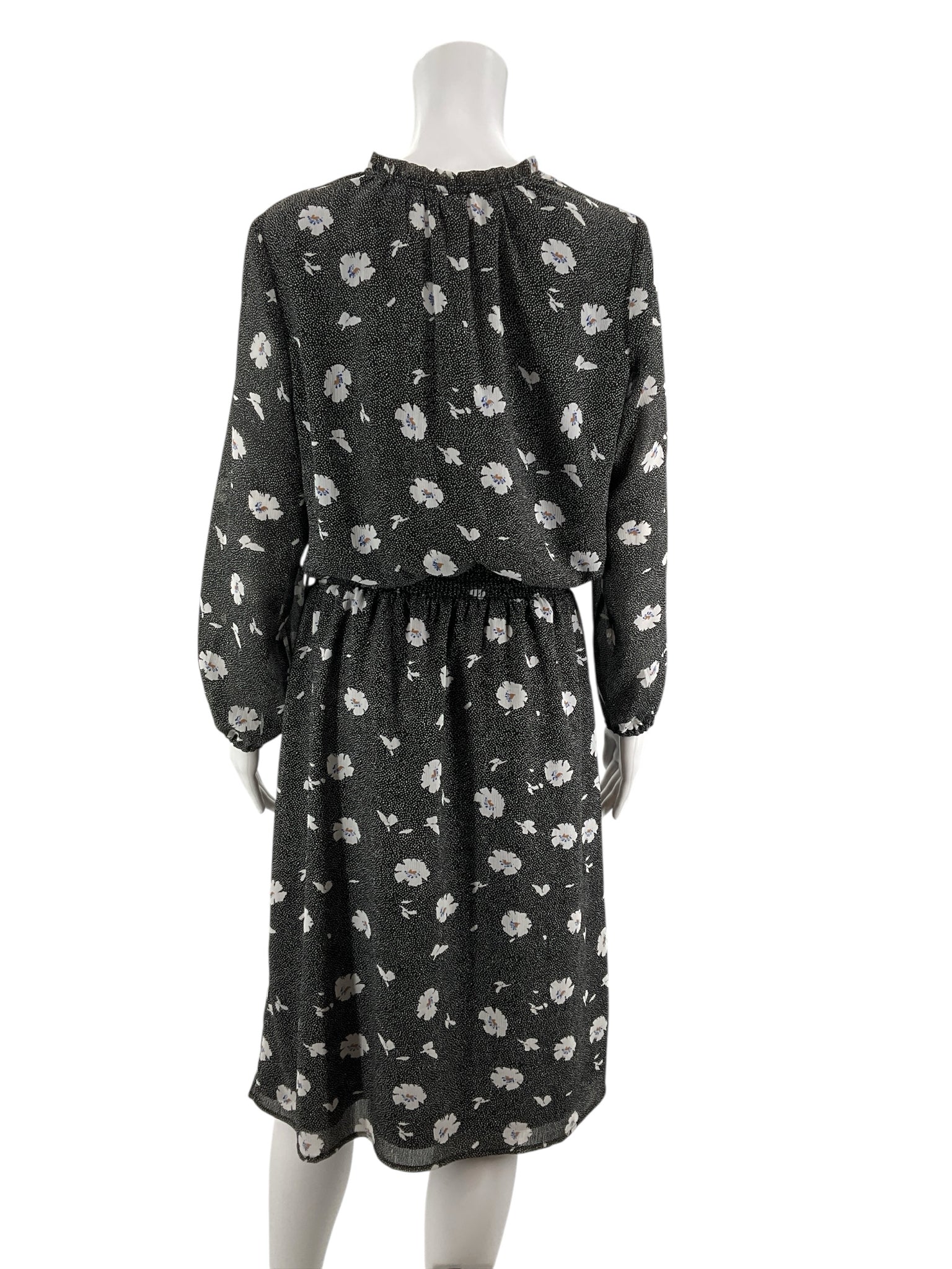 J Crew Black/White Floral Pre-Owned Ladies Dress - Size Small