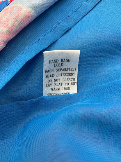 Jade Blue/Pink Feathers Pre-Owned Ladies Dress - Size Small