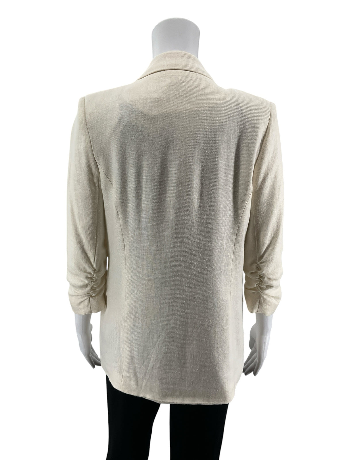 Juliet &amp;amp; Leopold Cream Linen Blend Ruched 3/4 Sleeve Blazer XS