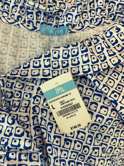 J. McLaughlin Sleeveless Durham Top Navy Vineyard Path Print Size Large NWT