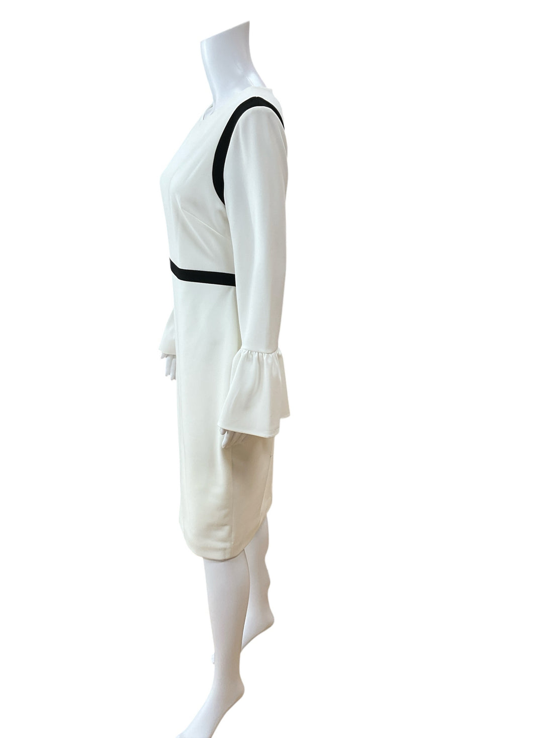 Calvin Klein White/Black Solid Pre-Owned Ladies Dress - Size 10 - Margaret’s Fine Consignment