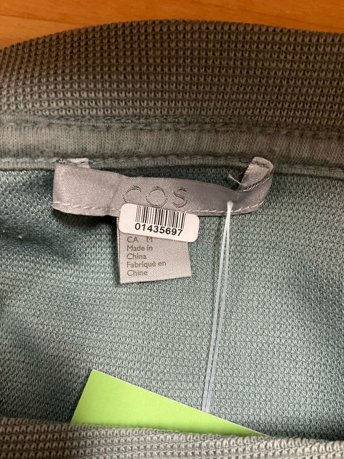 COS Minimalist 3/4 Sleeve Top Sage Green | Size Medium