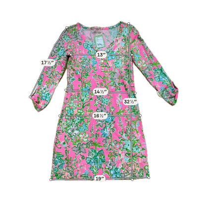 Lilly Pulitzer Marlowe Dress XS Pink Floral Lobstah Roll Pima Cotton