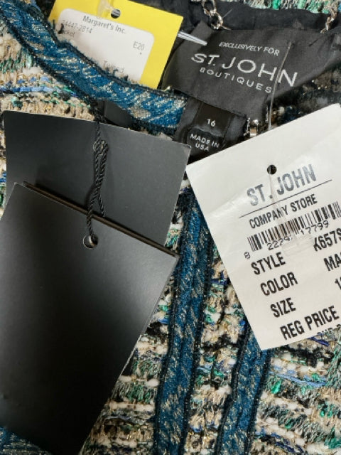 st john Size 16 brown/turquoise Tweed Pre-Owned Ladies New With