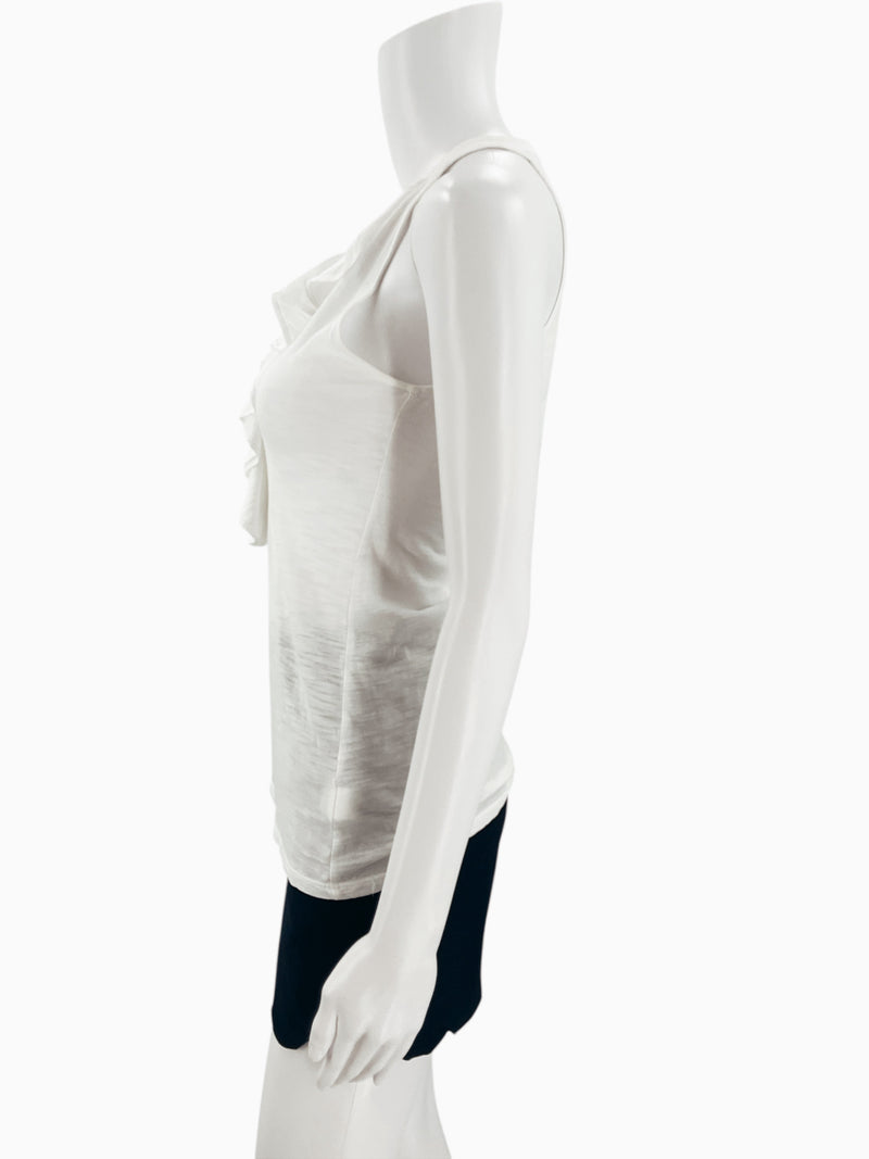 Lilly Pulitzer White Ruffle Pre-Owned Ladies Top - Size XS - Margaret’s Fine Consignment