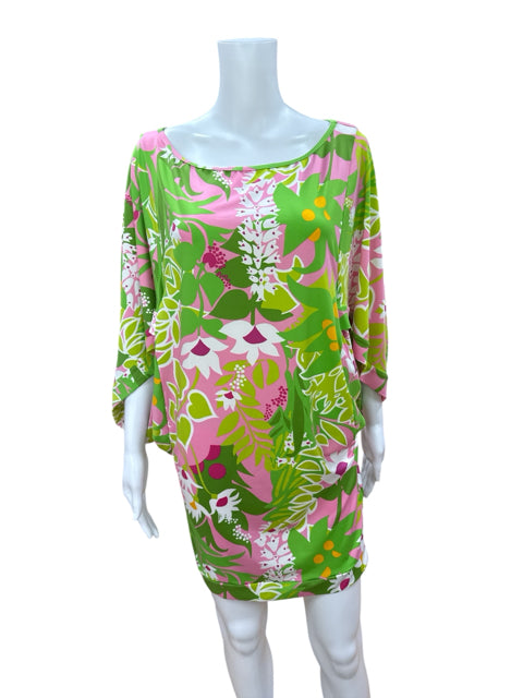 Trina Turk Pink/Lime Green Floral Pre-Owned Ladies New With Tags Dress - Size Medium