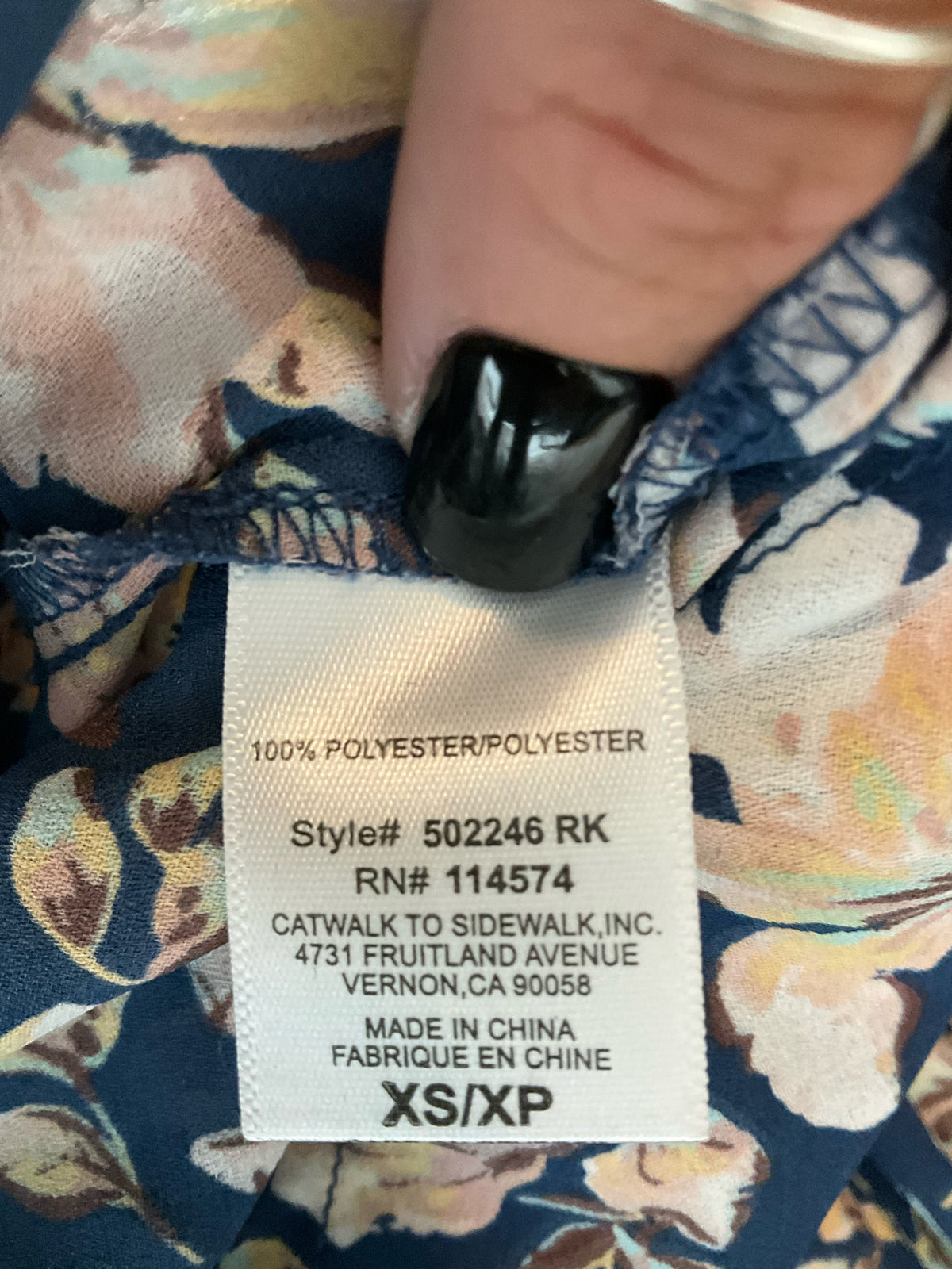 Pleione Floral Flutter Sleeve Blouse Navy &amp;amp; Blush Size XS - Downstairs