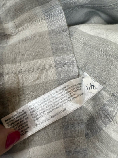 Eileen Fisher white/gray Shift Organic Linen Cotton Plaid Shift Dress Size Medium - Size M
