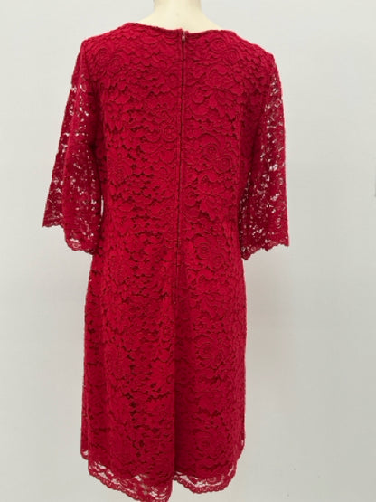 Ralph Lauren Red Floral Lace 3/4 Sleeve Sheath Dress Size 12 - ONLINE ONLY