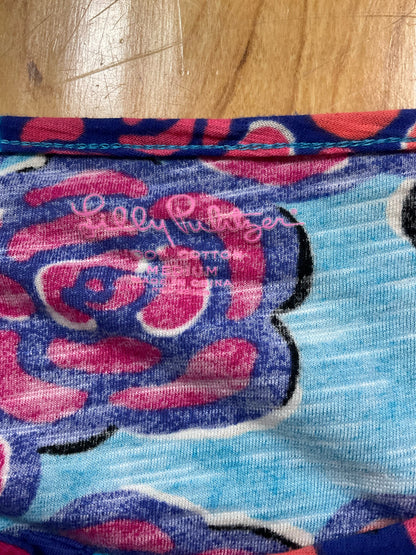 Lilly Pulitzer Sea View Henley Top In The Vias Floral Print Size Medium
