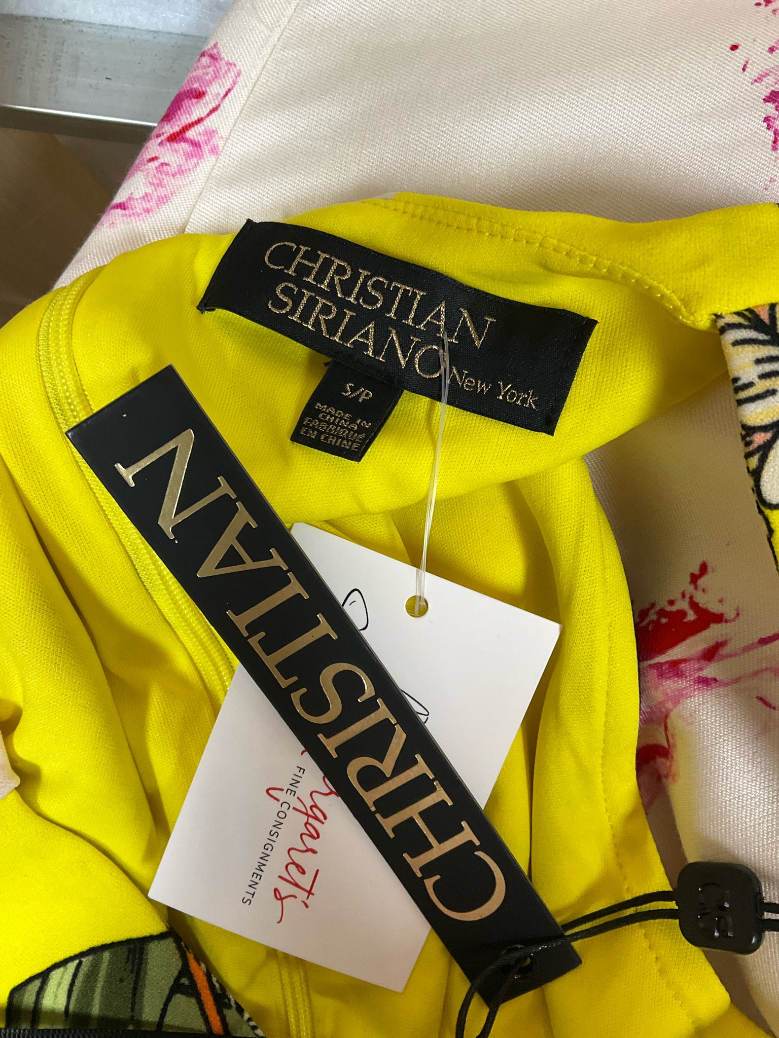 Christian Siriano New York Yellow/Black/Green Sheath Floral Surplice V-Neck Sheath Dress Size S/P NWT - Size S