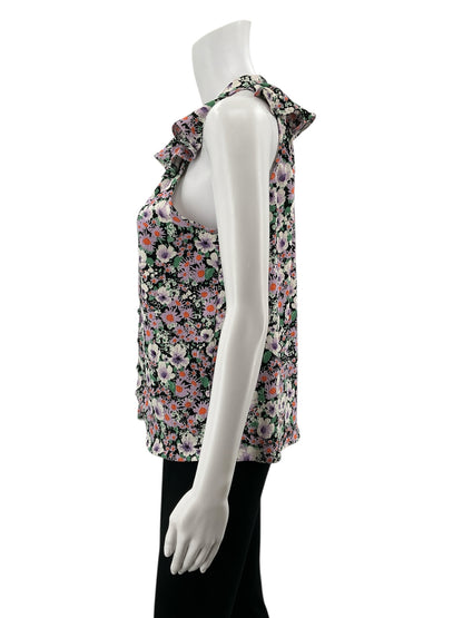 Anthropologie Maeve Starling Jacquard Floral Button-Front Ruffle Tank Top Medium - ONLINE ONLY
