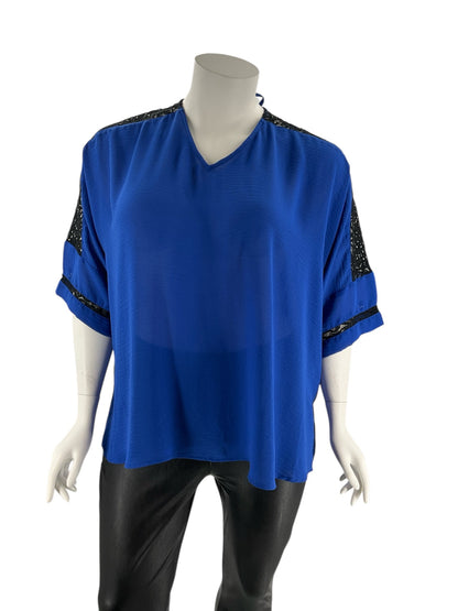 Catherines Blue/Black Lace Pre-Owned Ladies Casual Top - Size 1X - Margaret’s Fine Consignment