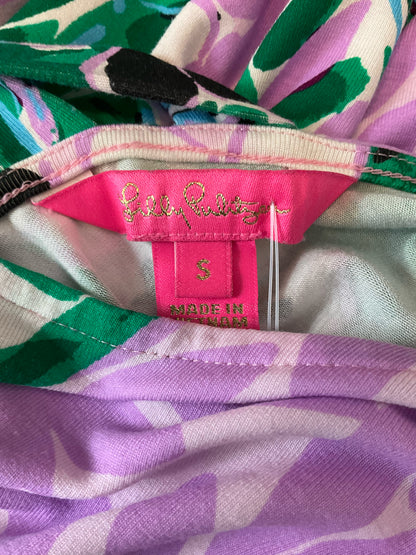 Lilly Pulitzer Lela Dress Tiki Palm Swing Dress Purple Green Size Small