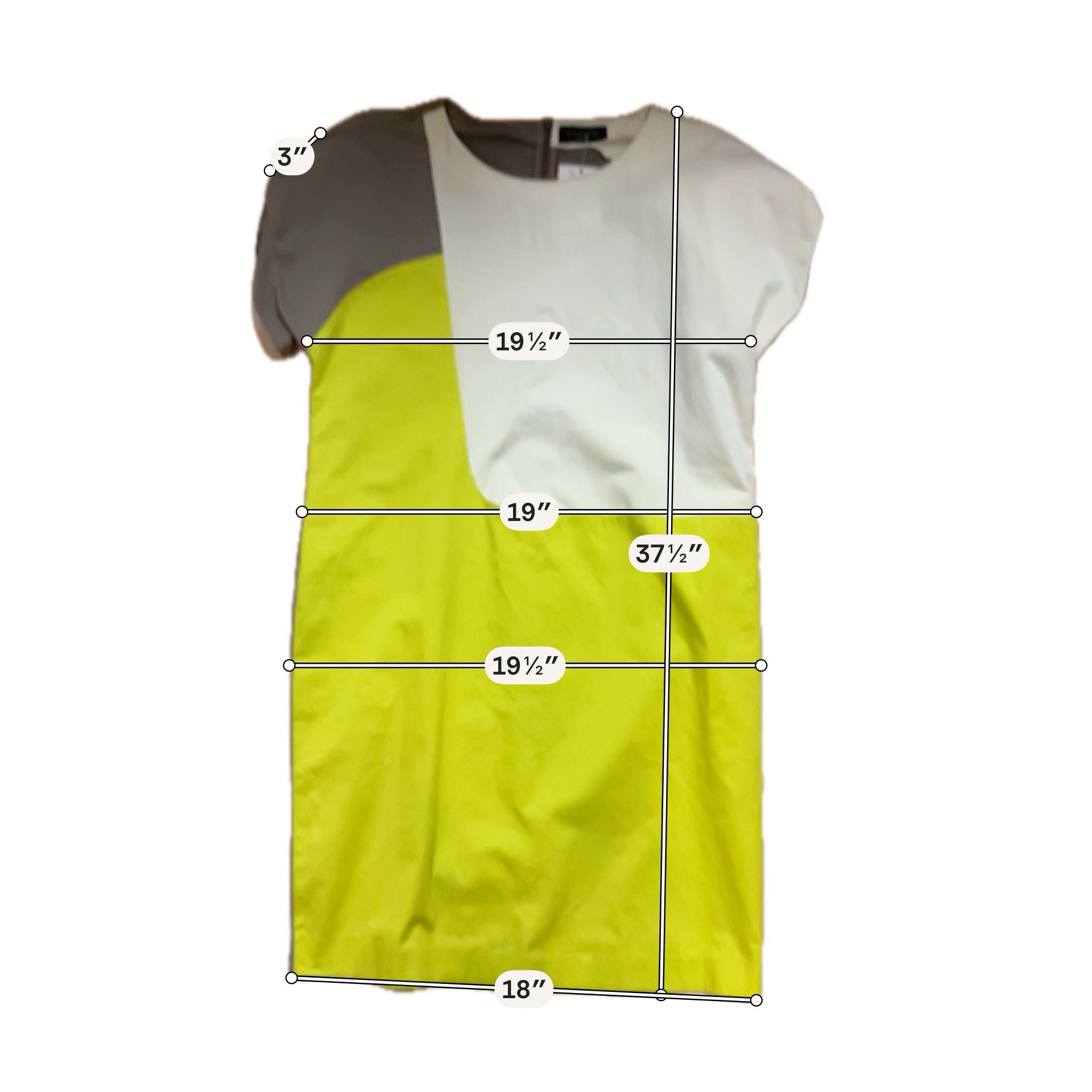 Piazza Sempione Colorblock Shift Dress Tan Cream Lime | US 12 (IT 48)