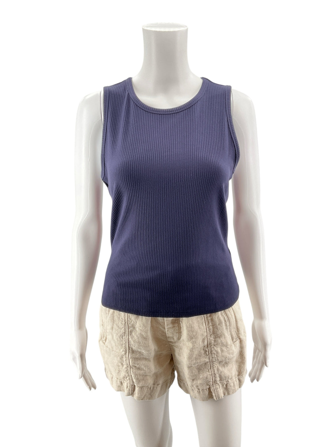 And Now This Ribbed Crew Neck Tank Top Navy Blue Size M NWT