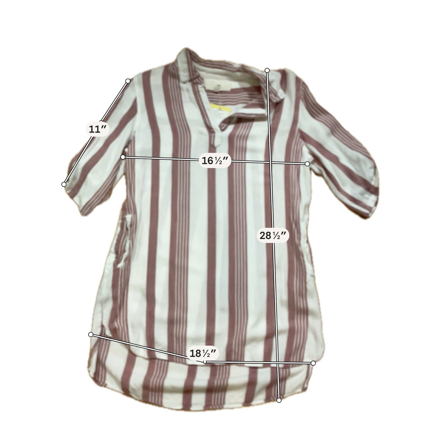 Thread &amp;amp; Supply Rosewater Striped Roll-Tab Tunic Top Size Medium