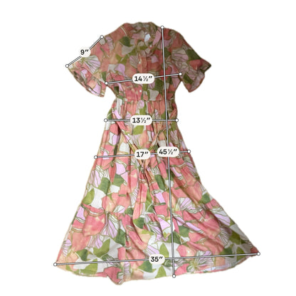 LaRoque Original Floral Cotton Tiered Midi Dress Size Medium