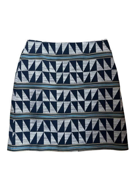 Ann Taylor Geometric Jacquard Mini Skirt | Size 2 | Navy & Teal
