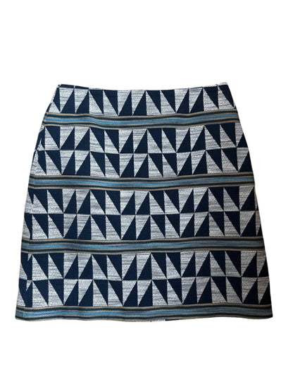 Ann Taylor navy/teal/white Skirt Geometric Jacquard Mini Skirt Navy Teal White Size 2 - Size 2