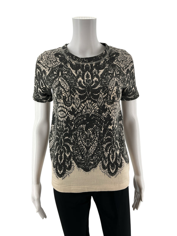 J Crew Black/Tan Print Pre-Owned Ladies Top - Size XXS