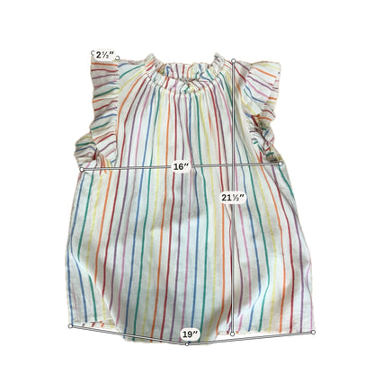 THML Rainbow Stripe Ruffle Flutter Sleeve Top Size XS