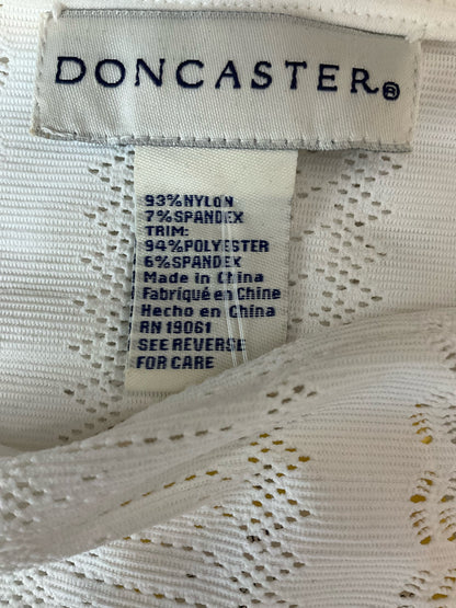 Doncaster White Textured Openwork Knit Top 3/4 Sleeve Size Medium