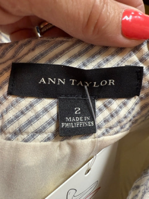 Ann Taylor tan/blue Skirt Size 2 tan/blue Stripe Pre-Owned Ladies Skirt - Size 2