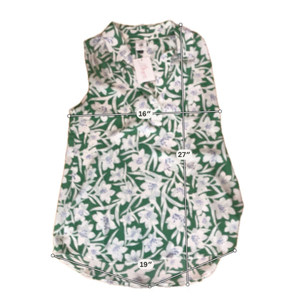 cabi Posey Top Floral Sleeveless Blouse Green White Purple Size Small