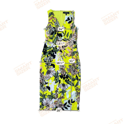 Christian Siriano New York Yellow/Black/Green Sheath Floral Surplice V-Neck Sheath Dress Size S/P NWT - Size S