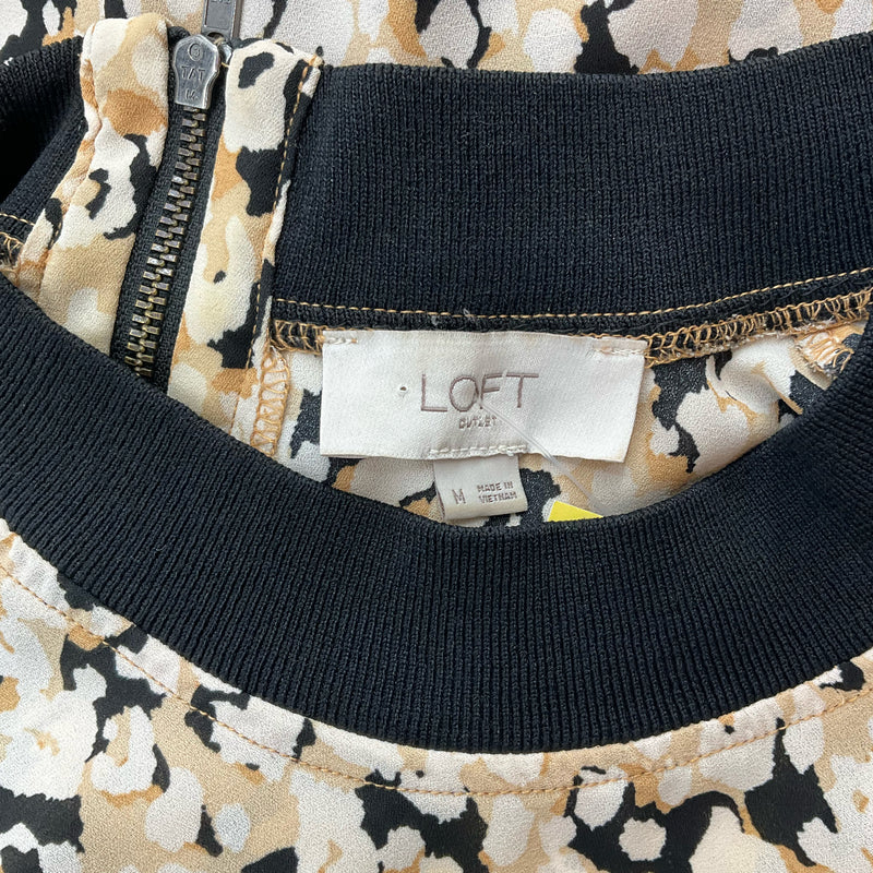 Loft Tan/Black Print Pre-Owned Ladies Top - Size Medium - Margaret’s Fine Consignment
