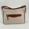 Lederer Natural/Brown Purse with zippered back pocket and adjustable strap, gently used and ideal for everyday or casual outings.