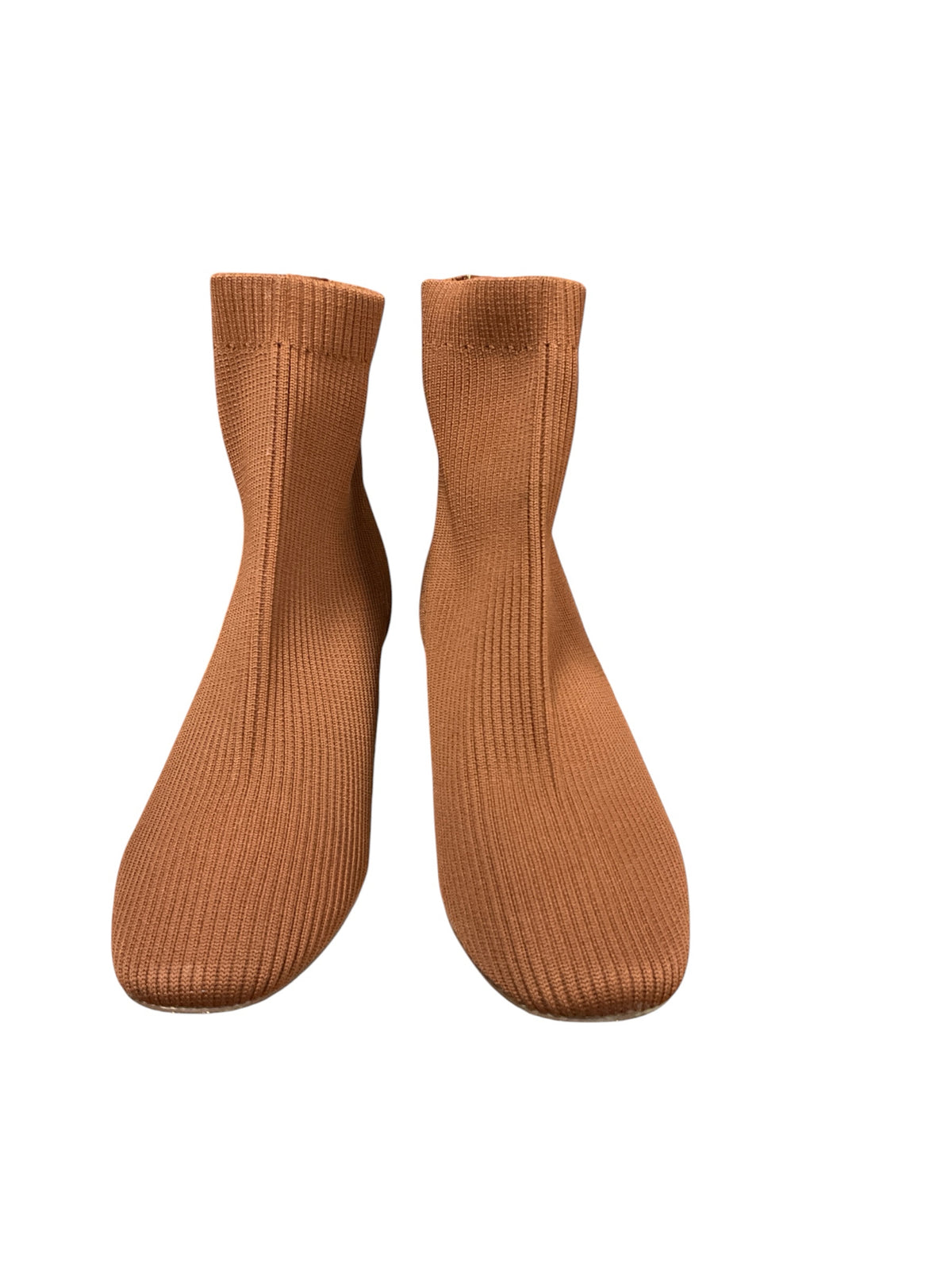 Joie Neely Ribbed Sock Ankle Boots Booties Rust Block Heel Size 7.5