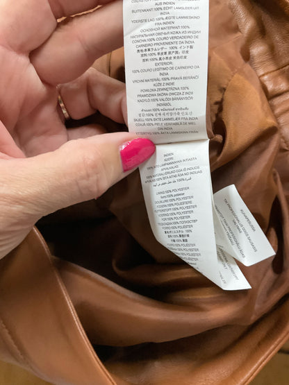 MICHAEL Michael Kors Camel Lamb Leather Moto Jacket Size Medium