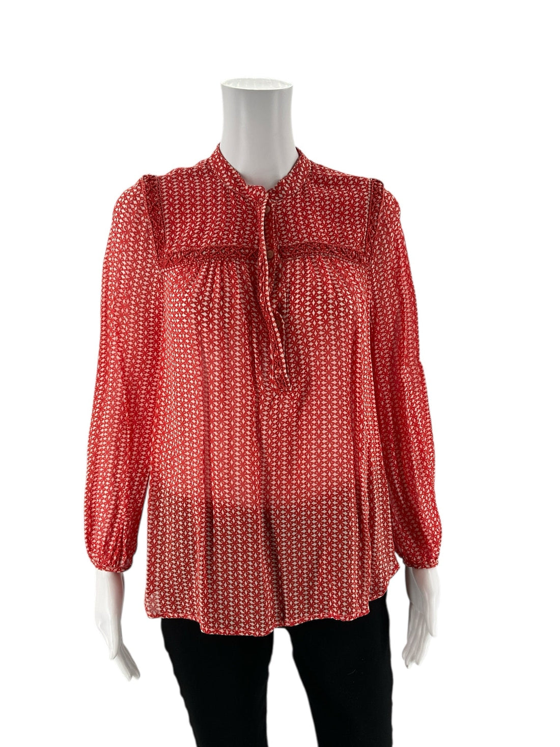 Lucky Brand -  orange/ecru Print Pre-Owned Ladies Casual Top - Size S