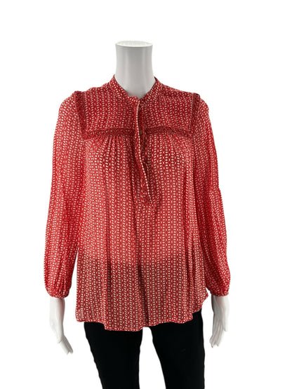 Lucky Brand -  orange/ecru Print Pre-Owned Ladies Casual Top - Size S