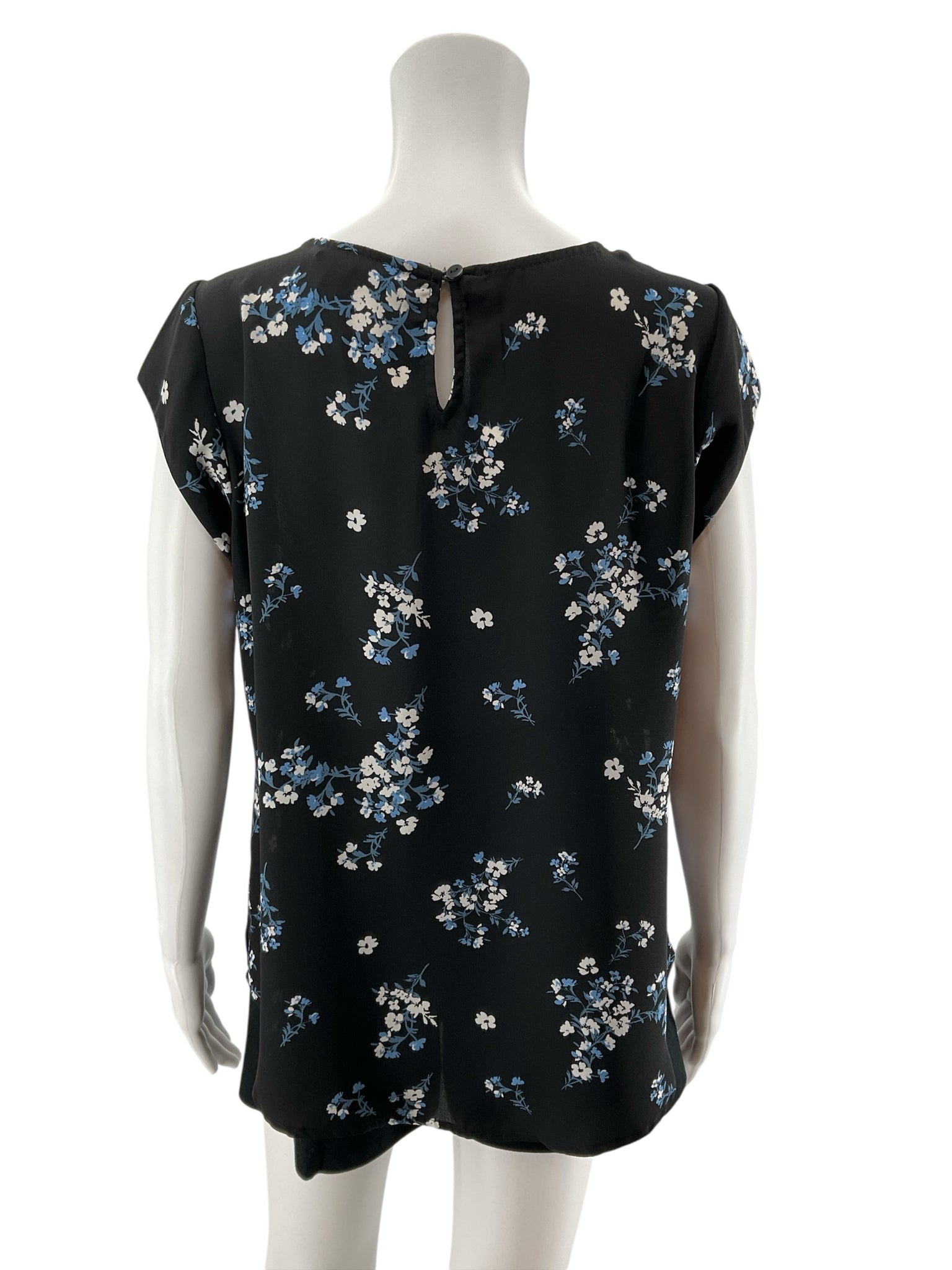 41 Hawthorn Anora Floral Keyhole Blouse Black Blue White Size Medium