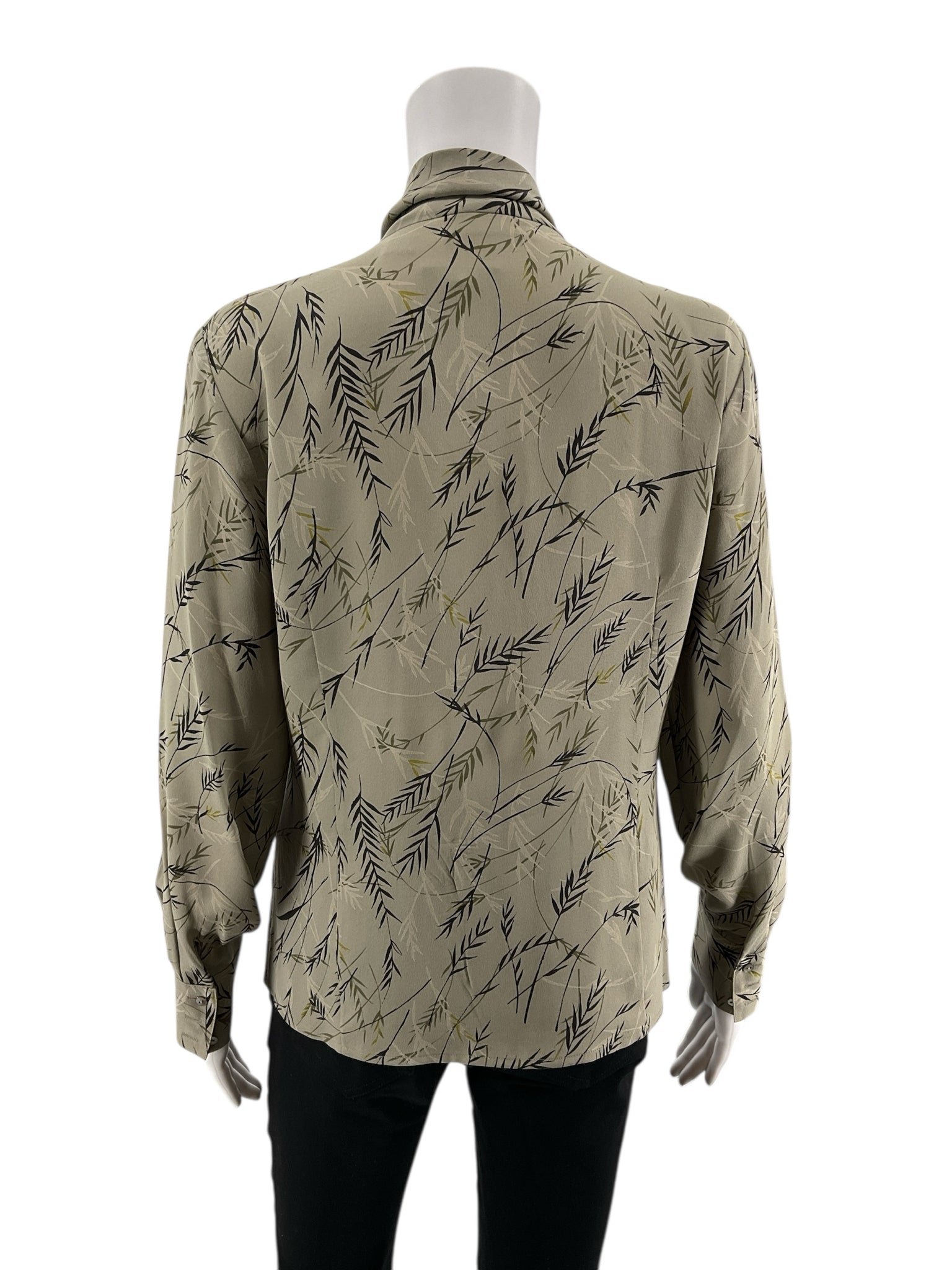 Kate Hill Olive/Multi Print Pre-Owned Ladies Blouse -  Size 8 Petite