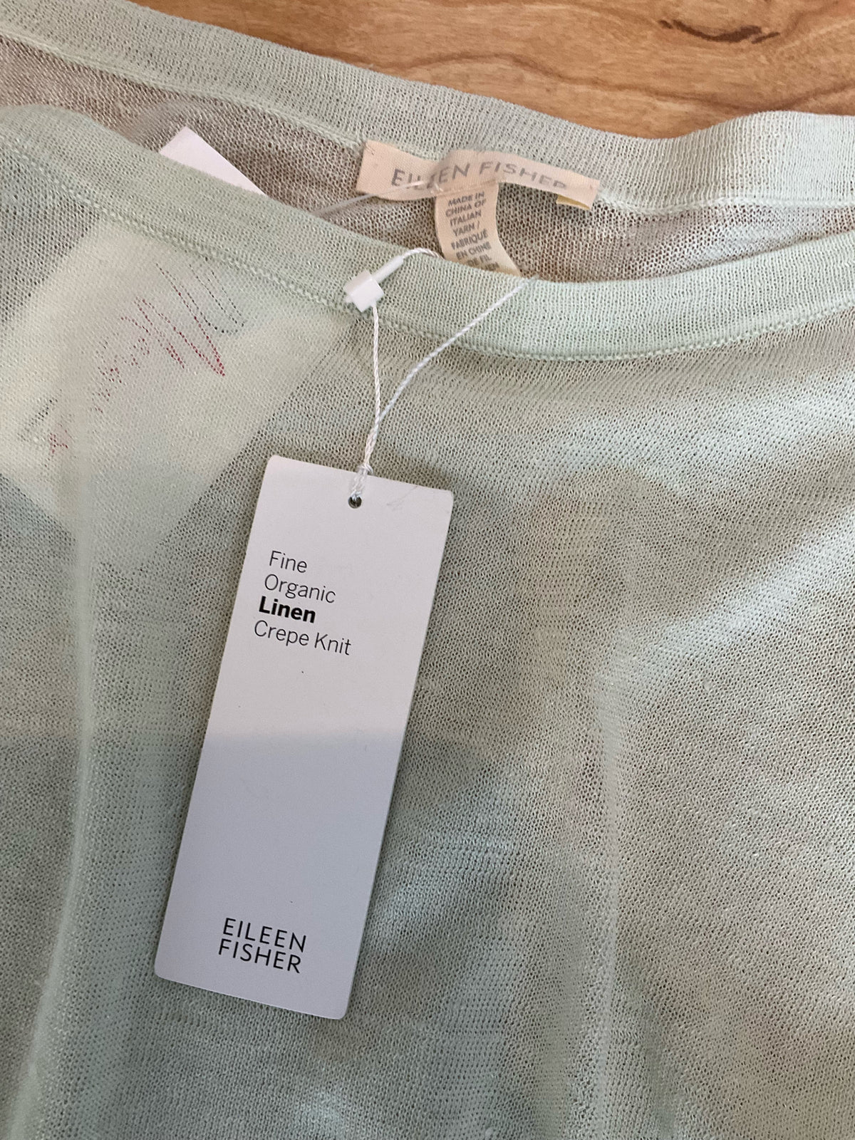 Eileen Fisher Eileen Fisher Fine Organic Linen Crepe Knit Top - Pastel Green - Size XL  NWT - ONLINE ONLY