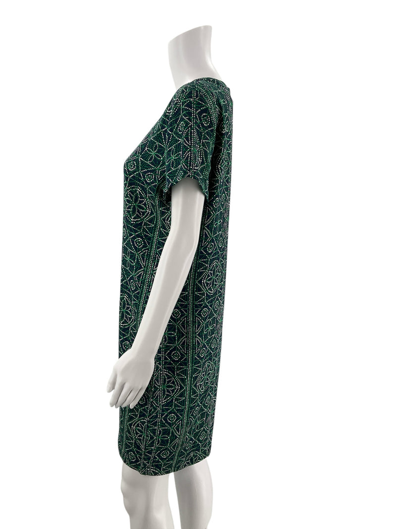 Adrienne Vittadin Green/Navy Print Pre-Owned Ladies Dress - Size 8