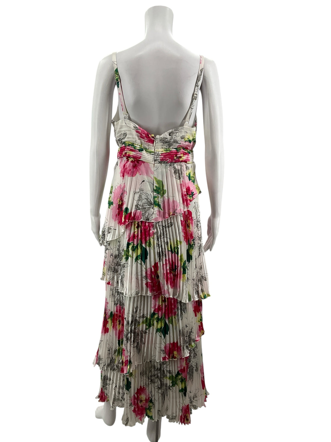 Abercrombie &amp; Fitch White/Pink/Green Floral Pre-Owned Ladies Dress - Size Medium