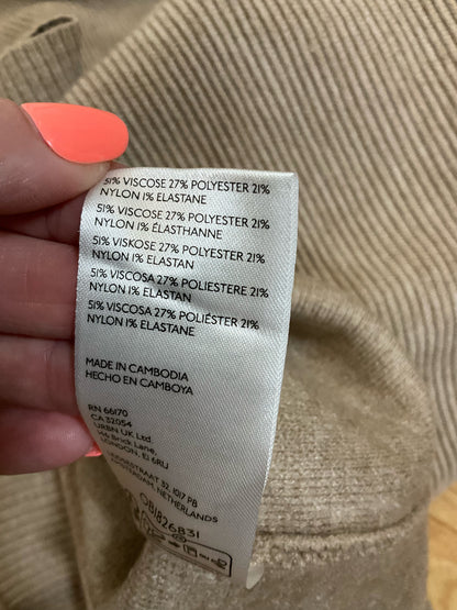 Anthropologie Tan Off-Shoulder Ribbed Knit Sweater Dress Tunic Size XL