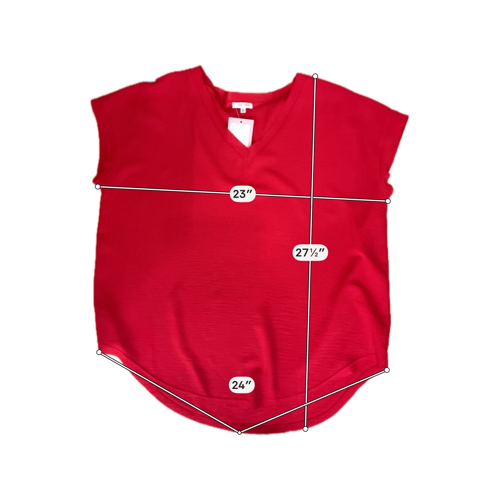 Jodifl Red Raw Edge V-Neck Slub Knit Top Size Small