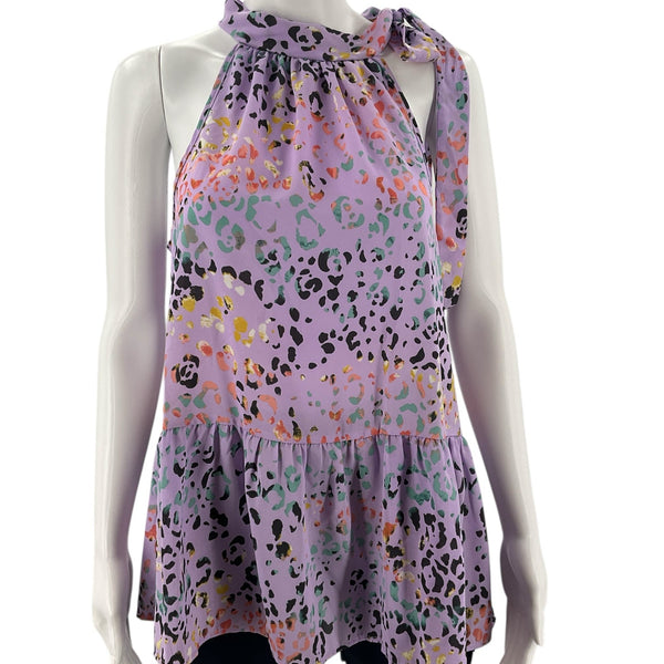 FSL Lavender/Multi Cheetah Pre-Owned Ladies Top - Size Small - Margaret’s Fine Consignment
