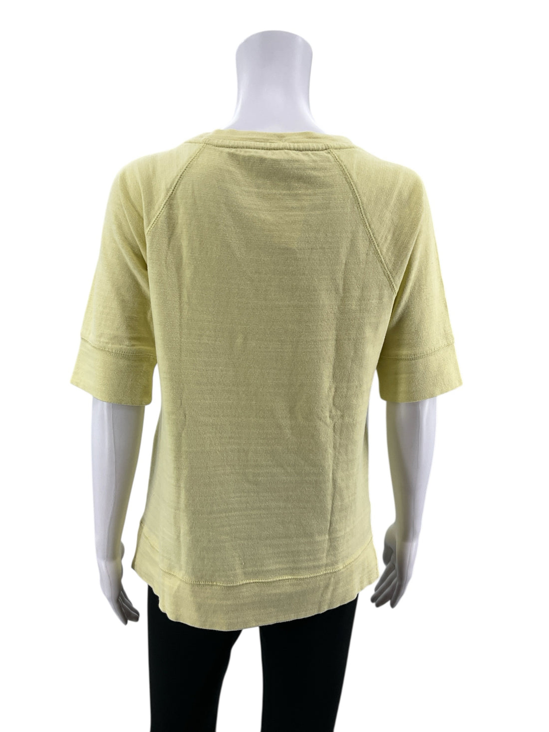 LOFT Yellow Embroidered Medallion Slub Knit Tee Top NWT Size Small