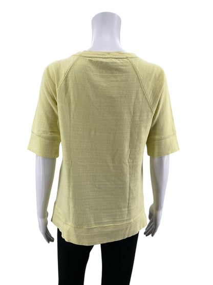 LOFT Yellow Short Sleeve Yellow Embroidered Medallion Slub Knit Tee Top NWT Size Small - Size S