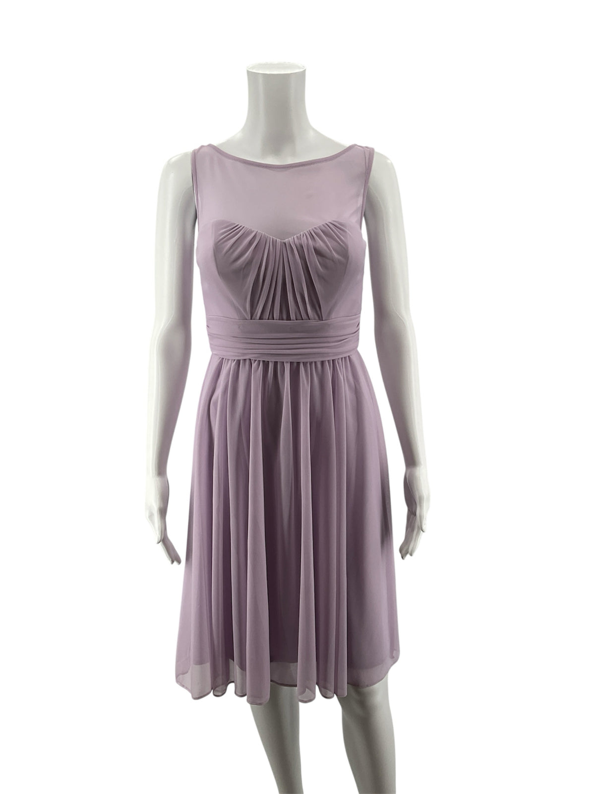 David's Bridal Lavender Chiffon A-Line Midi Bridesmaid Dress