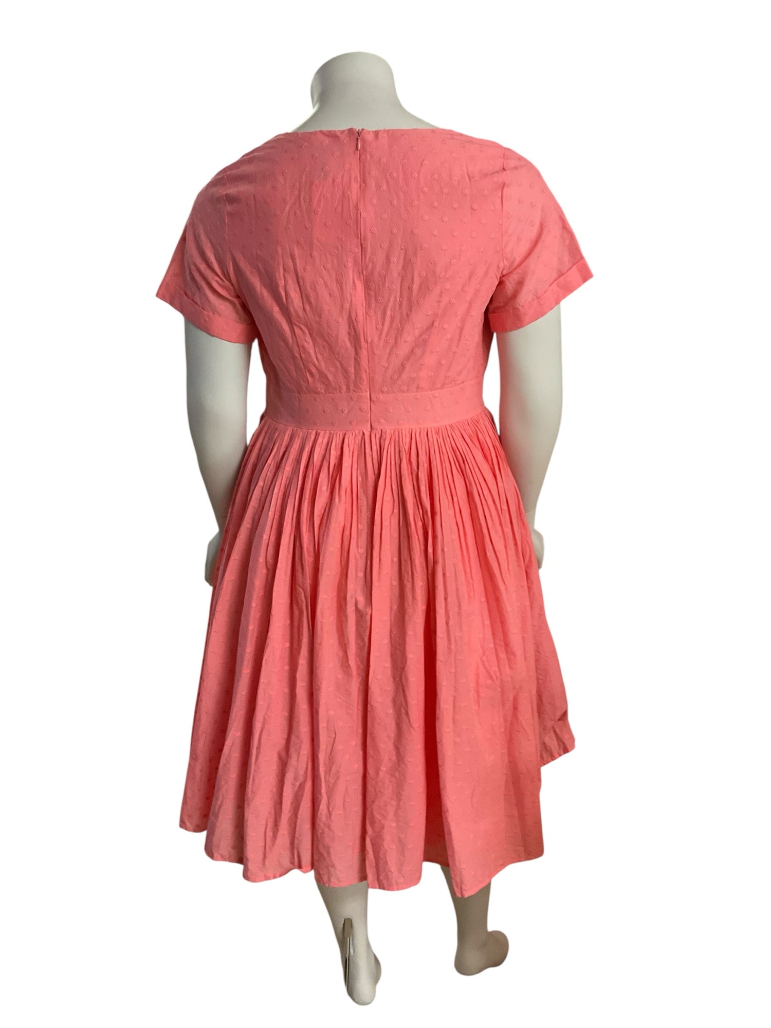 ModCloth Effervescent Ease Dress 18W Coral Floral Swiss Dot Cotton NWT - salmon / 18W ModCloth Effervescent Ease Dress 18W Coral Floral Swiss Dot Cotton NWT - salmon / 18W