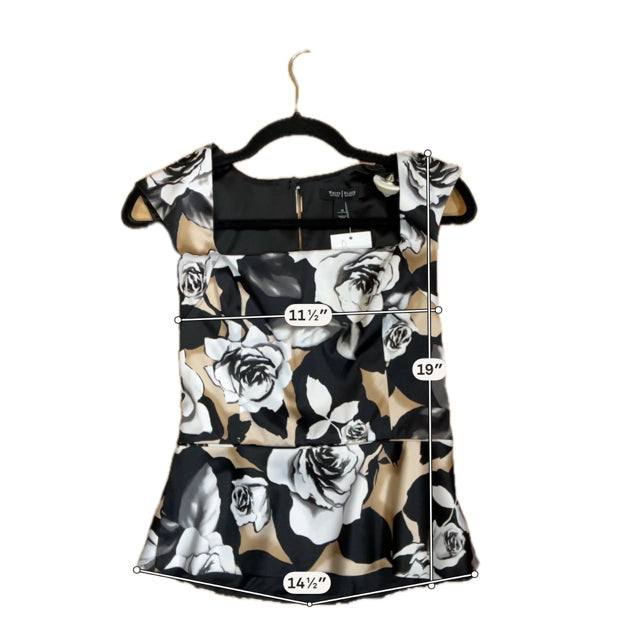 White House Black Market Floral Rose Print Peplum Top Size 0 - ONLINE ONLY